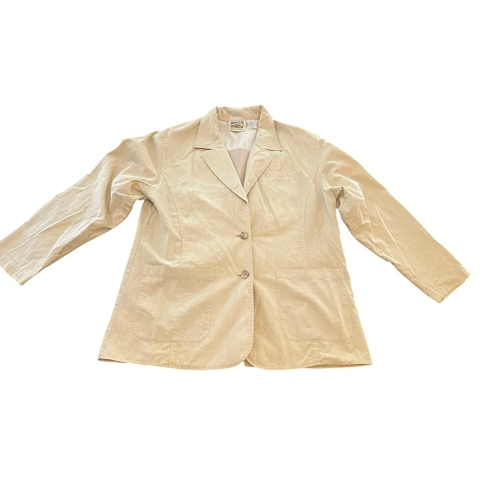 TravelSmith Mens Tan Cotton Nylon Safari Blazer Utility Travel Jacket Size M