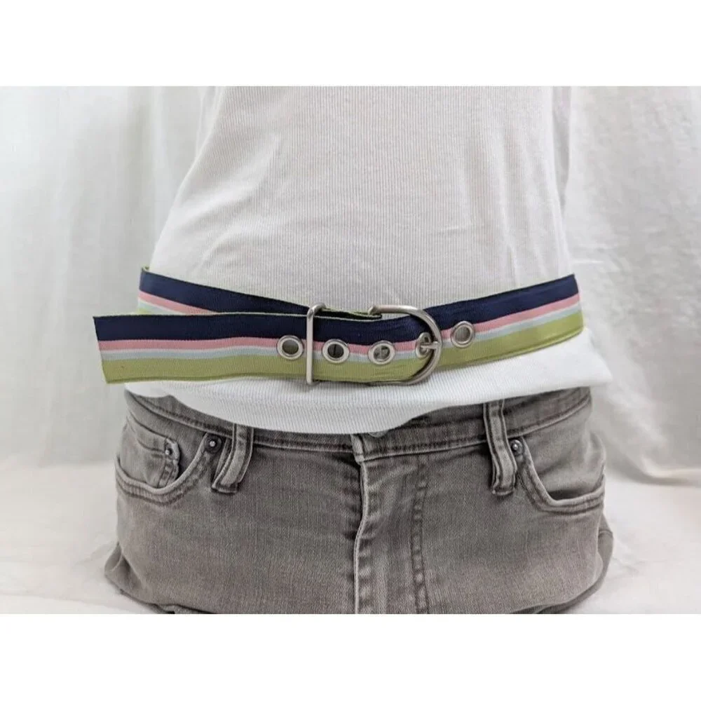 American Eagle Y2K ribbon belt, women's size medium, blue, green, pink 38