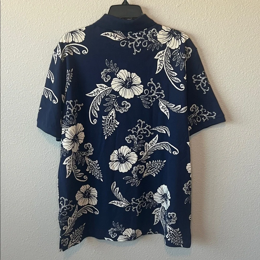 Polo Hibiscus Pique Polo Blue/White Size Large