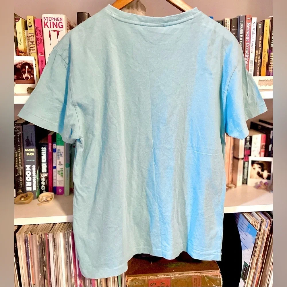 Polo Ralph Lauren Men’s Light Blue Small V-Neck T-Shirt Cotton Yellow Pony Logo