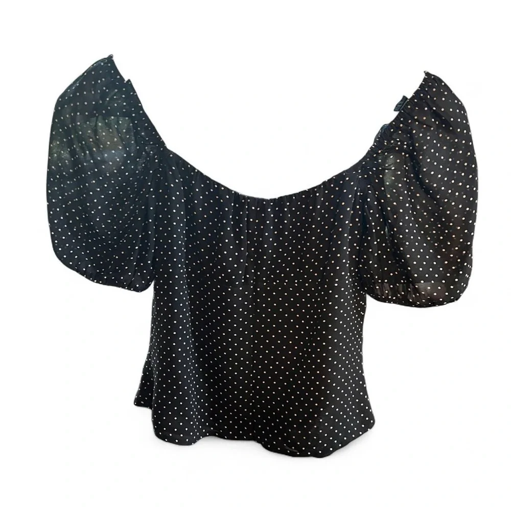 Reformation Berry Top Black Polka Dot Blouse EUC