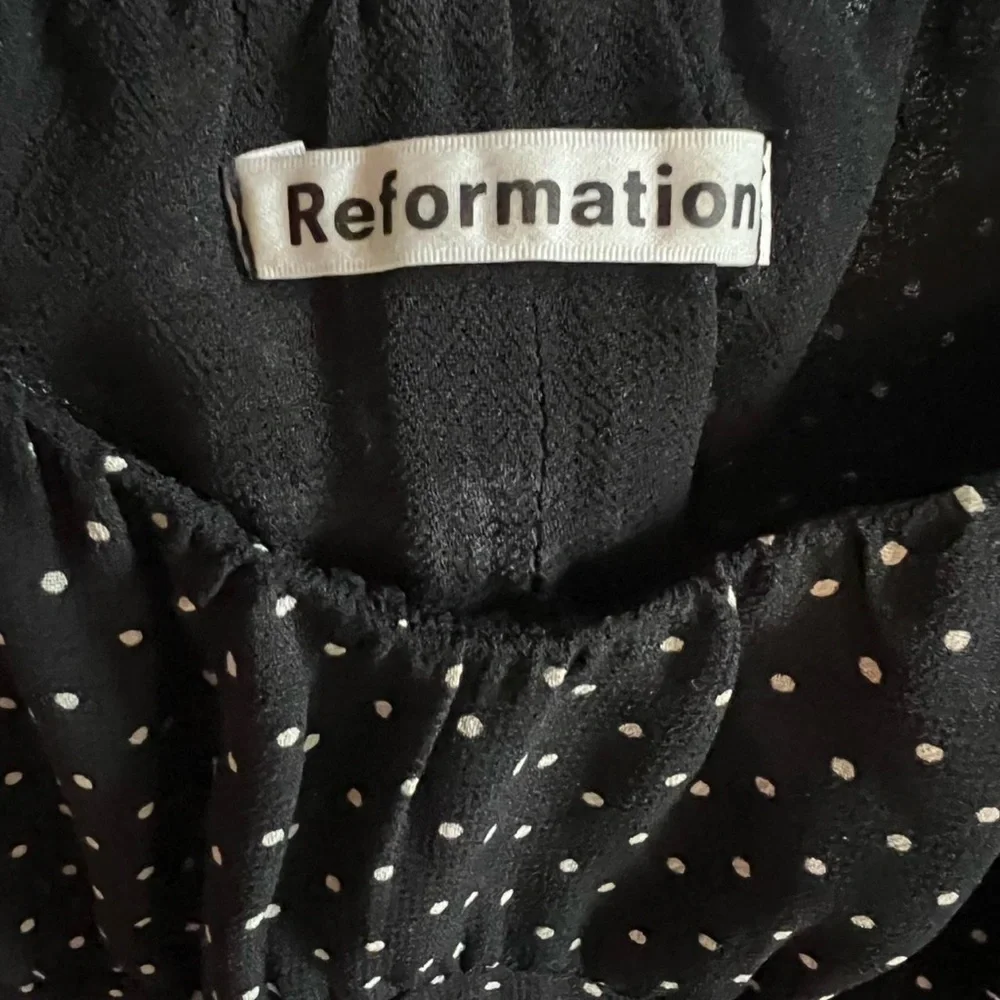 Reformation Berry Top Black Polka Dot Blouse EUC