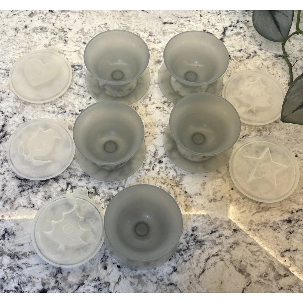 5 Vintage‎ Tupperware Jello Mold Jel-N-Serve Gelatin Bowls with Molds Lids