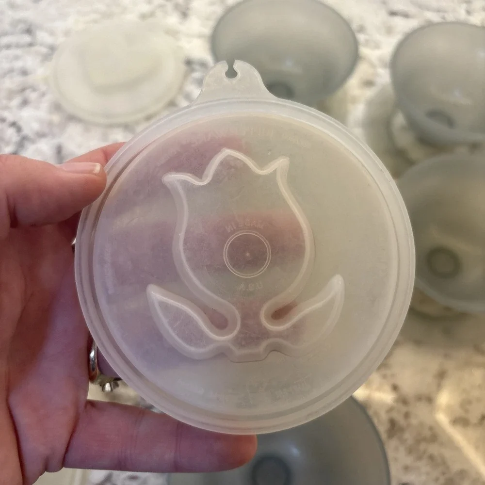 5 Vintage‎ Tupperware Jello Mold Jel-N-Serve Gelatin Bowls with Molds Lids