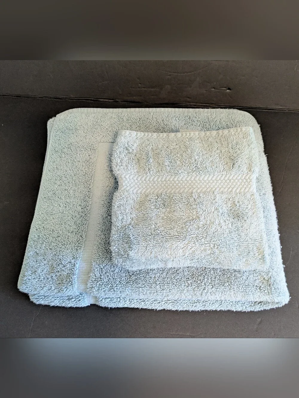 Supima Soft Bathmat and Hand Towel Plush Light Teal Linen and Things