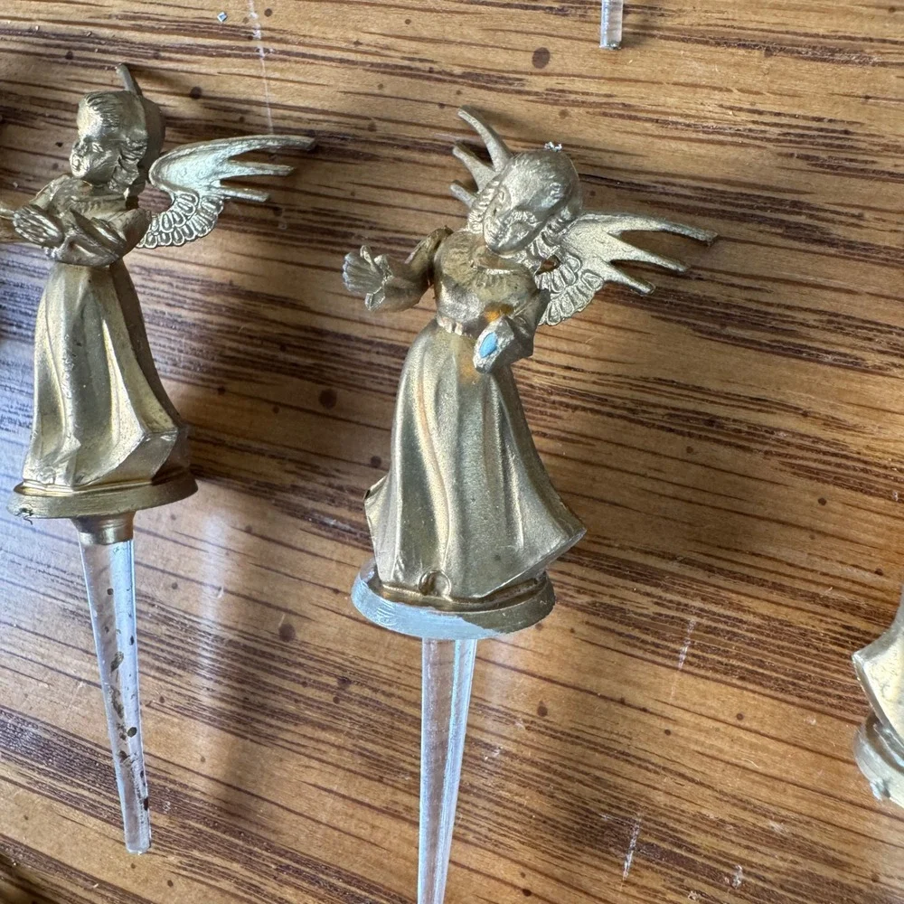 Set of 23 Vintage Gold Tone Angel Christmas Pick Ornaments 1.5 inch‎
