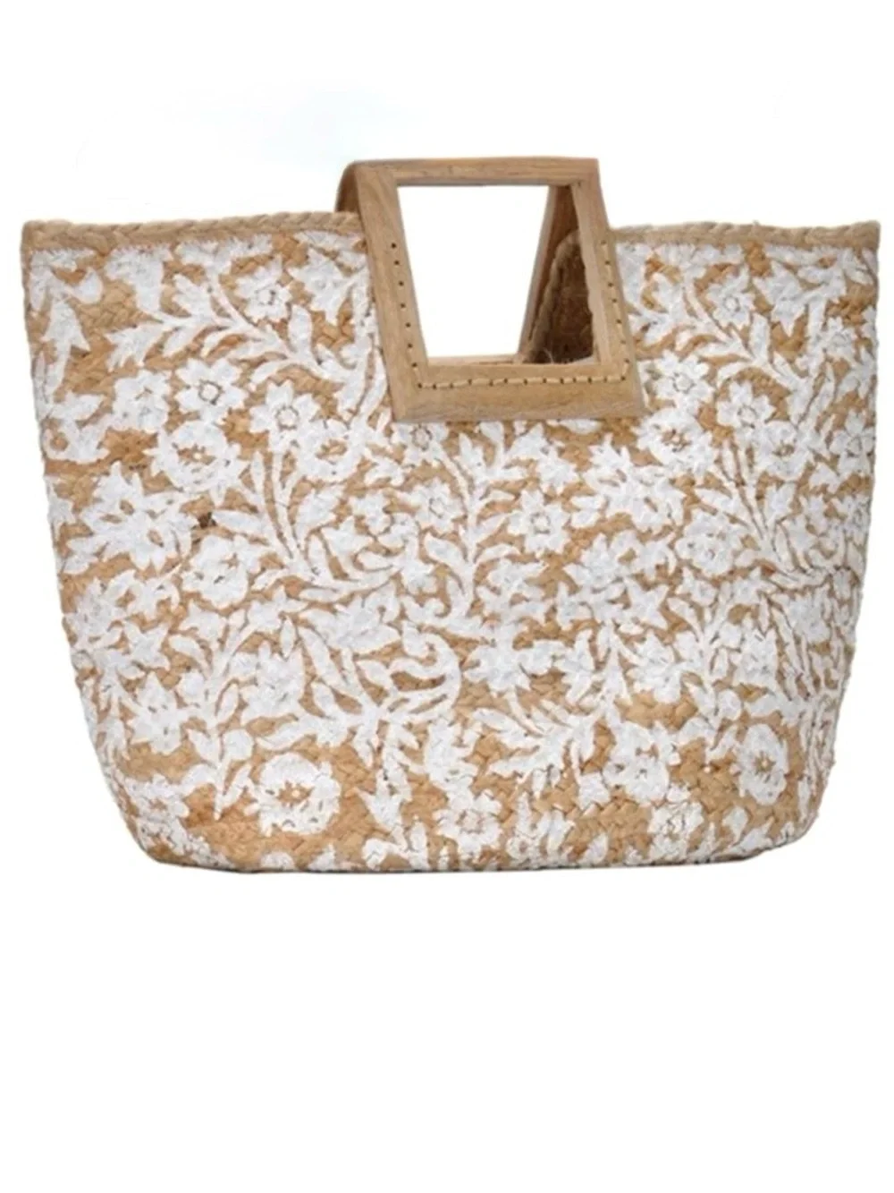 ANTIK KRAFT Large Viral Boho Floral Pallavi Natural Jute Cottagecore Raffia Tote