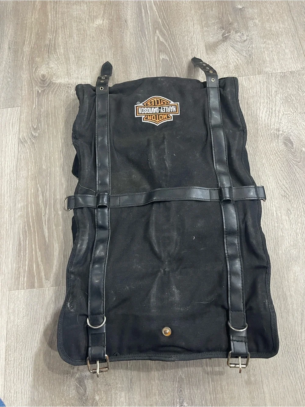 Harley-Davidson Black Canvas Tool Roll with Orange Logo Patch