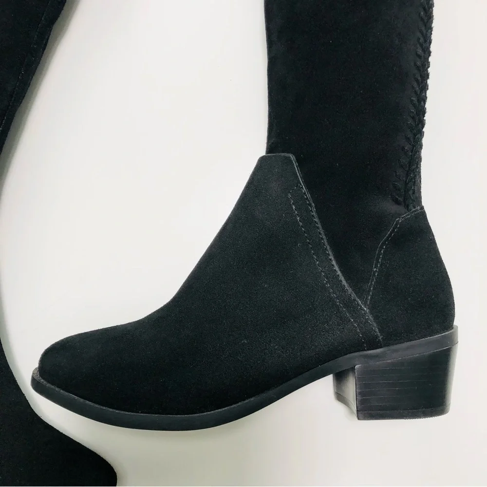 NEW Vince Camuto Bendra Suede Black Over the Knee Split Shaft Boot size 6