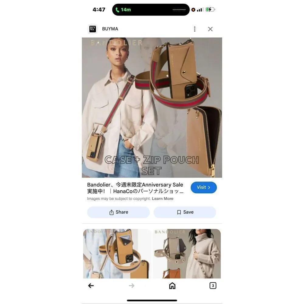 Bandolier kimberley.tan/red stripe iPhone 13 Pro c crossbody case & belt/strap