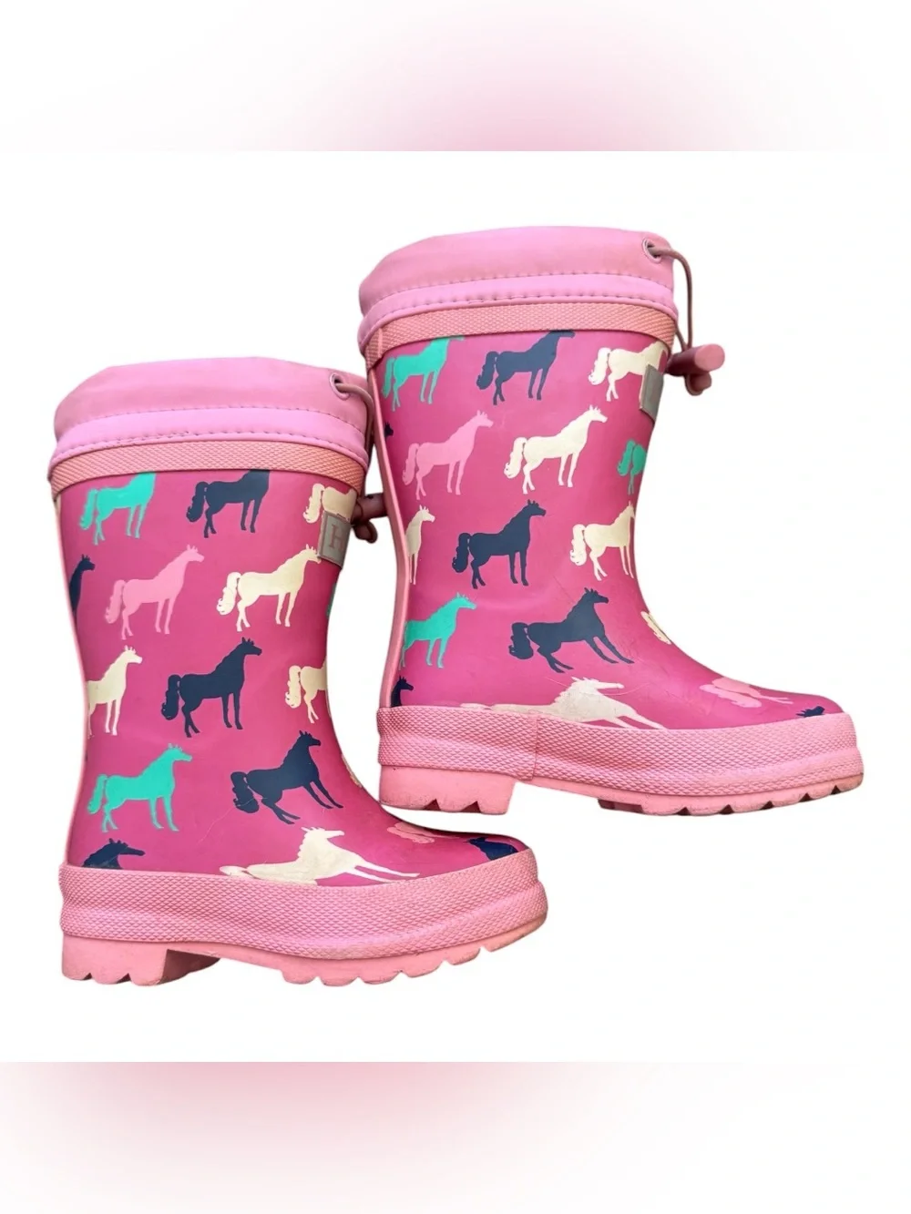 Hatley Toddler Size 6 Rain Boots Pink Horse Print Warm Fleece Lined