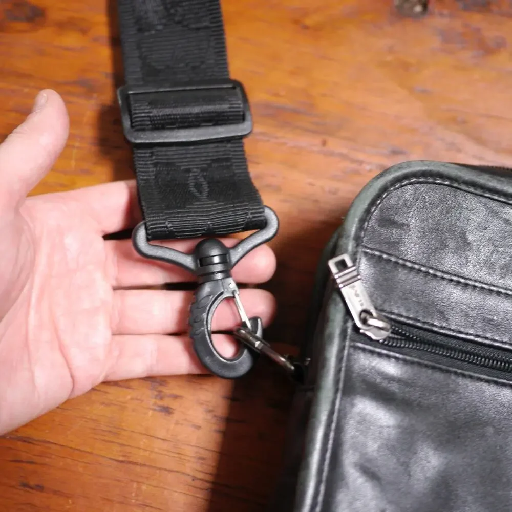 TUMI Black Leather Soft Padded Laptop Bag Travel Briefcase + Shoulder Strap