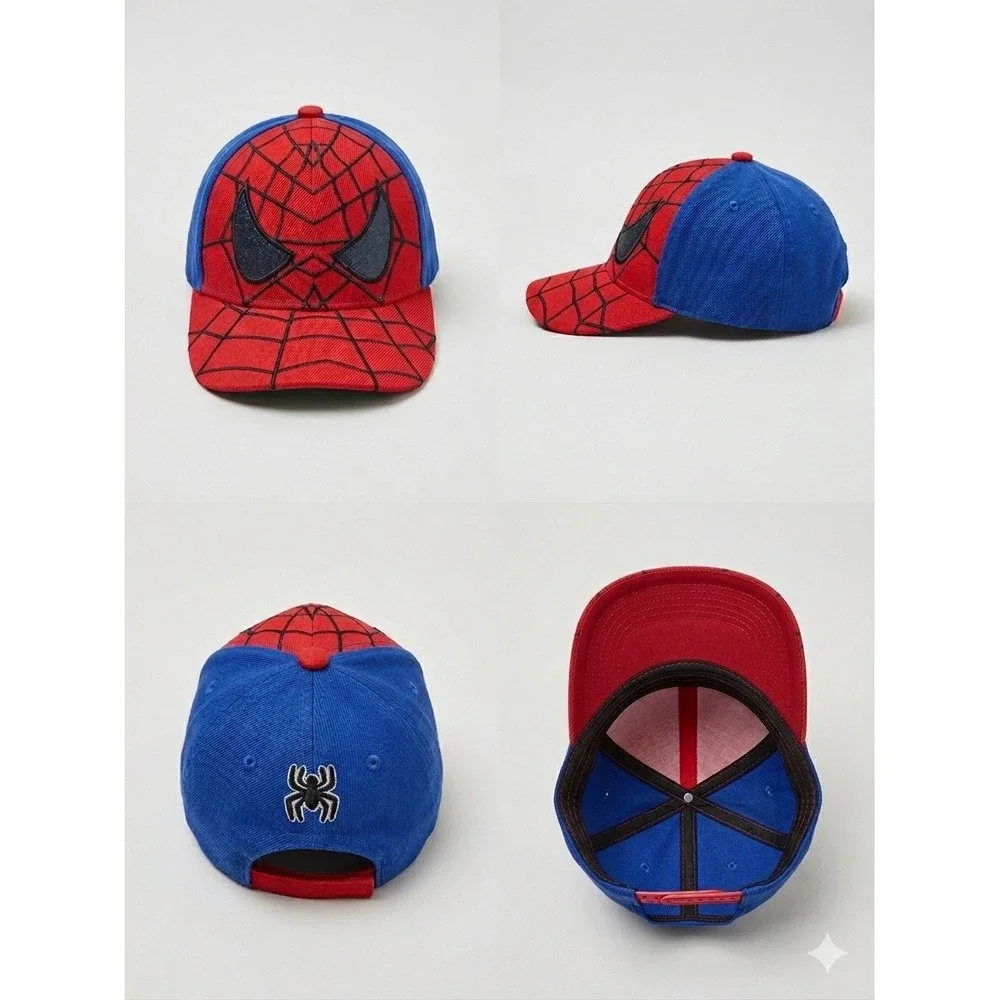 Marvel Spider-Man Kids Baseball Cap Red Blue Glitter Eyes Adjustable Hat