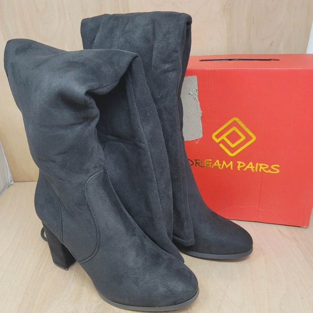 DREAM PAIRS Womens Over The Knee Boots Block Heel Winter Boots Sz 8 M