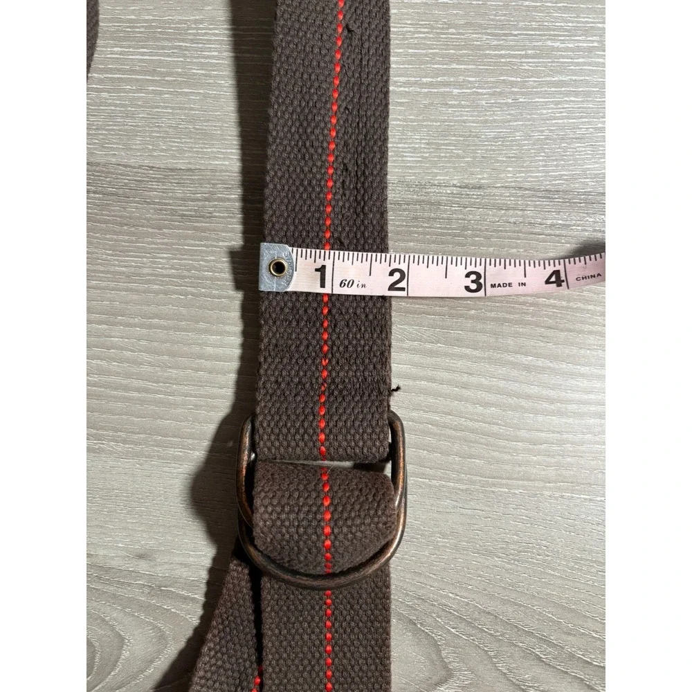 Mens Belt Lot L Web Set Brown D-Ring Red Stitch & Tan Distressed Double Grommet