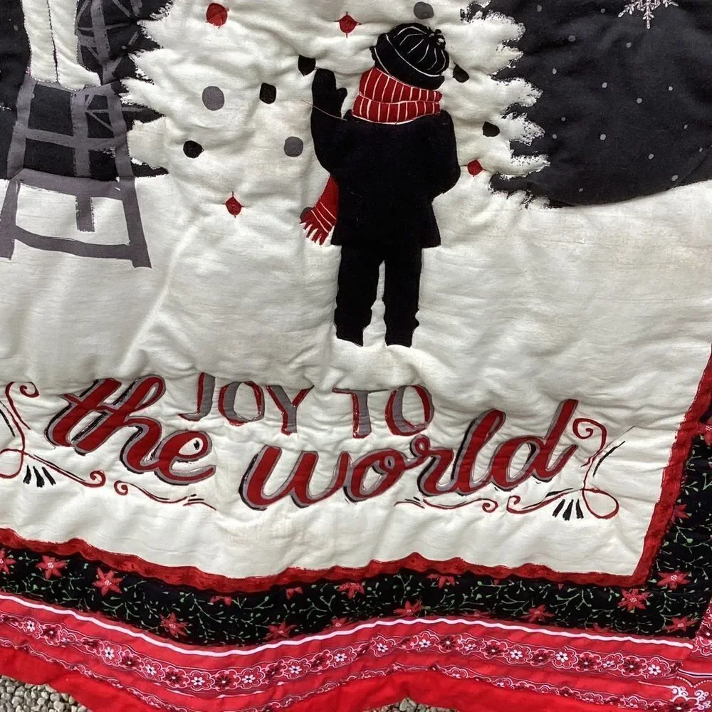 NWT. Hand Crafted  Joy to the World Lap Quilt