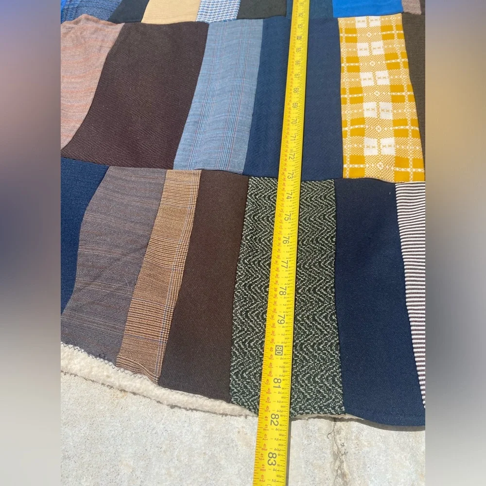 Multi Color Men’s Suit Patchwork Quilt with a sherpa Backing 66”/82”