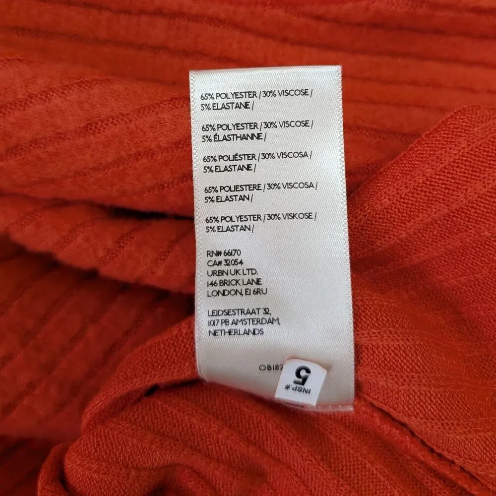 Pilcro Sweater Womens Small Orange Ribbed Turtleneck Dolman Sleeve Cropped