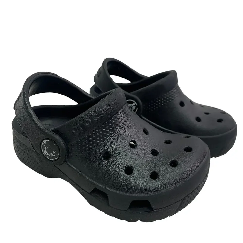 Crocs Childrens Sz 7 Black Clogs Water Rubber Shoes Casual Beach Outdoors