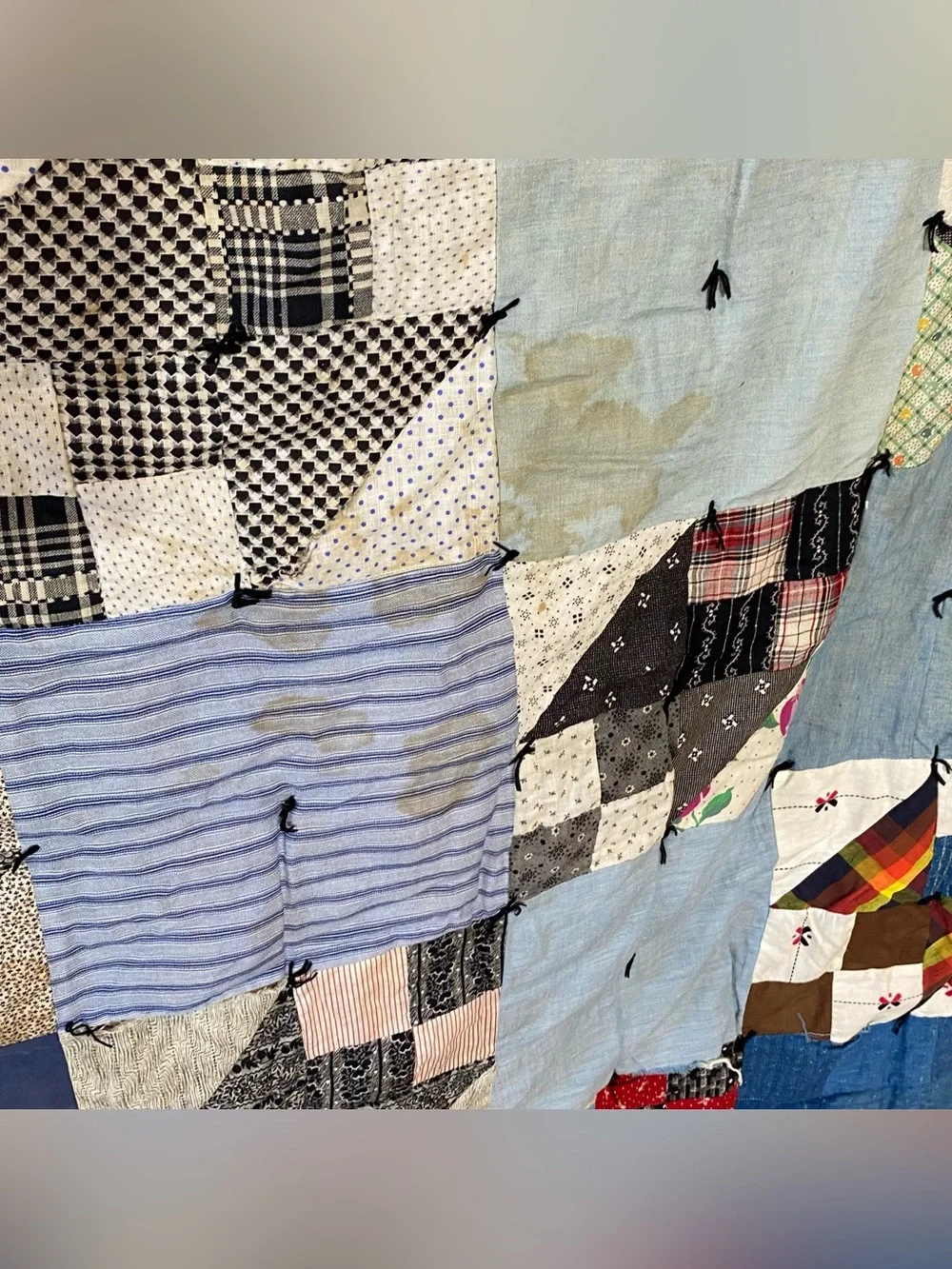 Vintage Patchwork Tie Cutter Quilt 70” x 90”