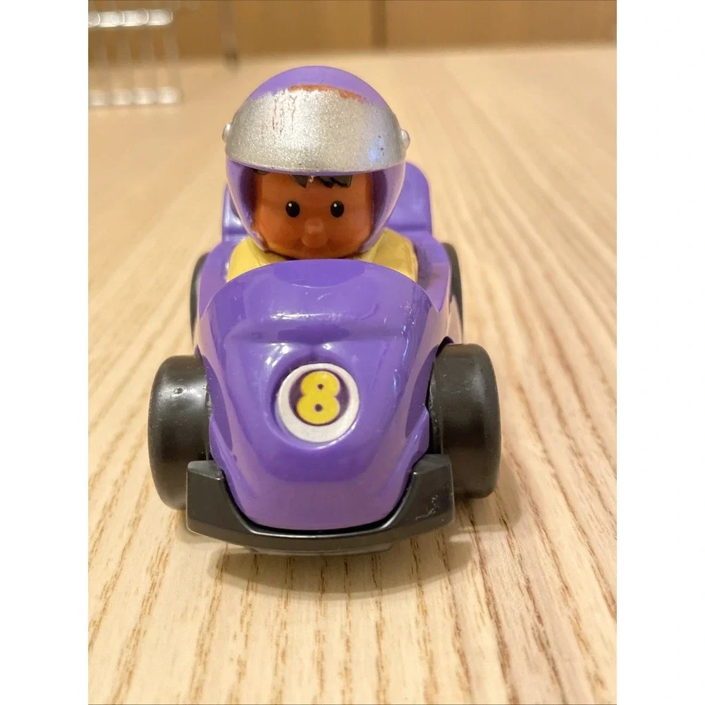Fisher-Price Little People Purple Wheelies Race Car #8 Action Figure