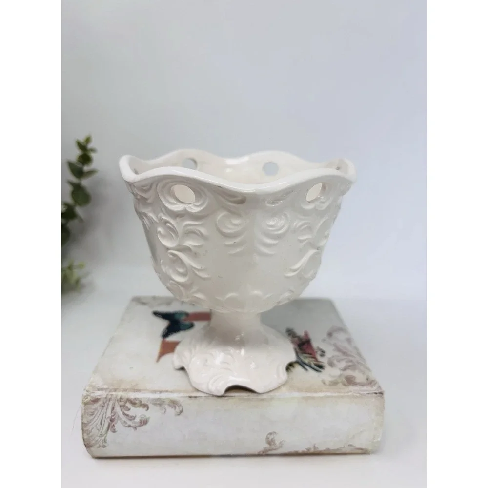 Vintage National Potteries Cleveland Pottery White Planter Vase Cottagecore