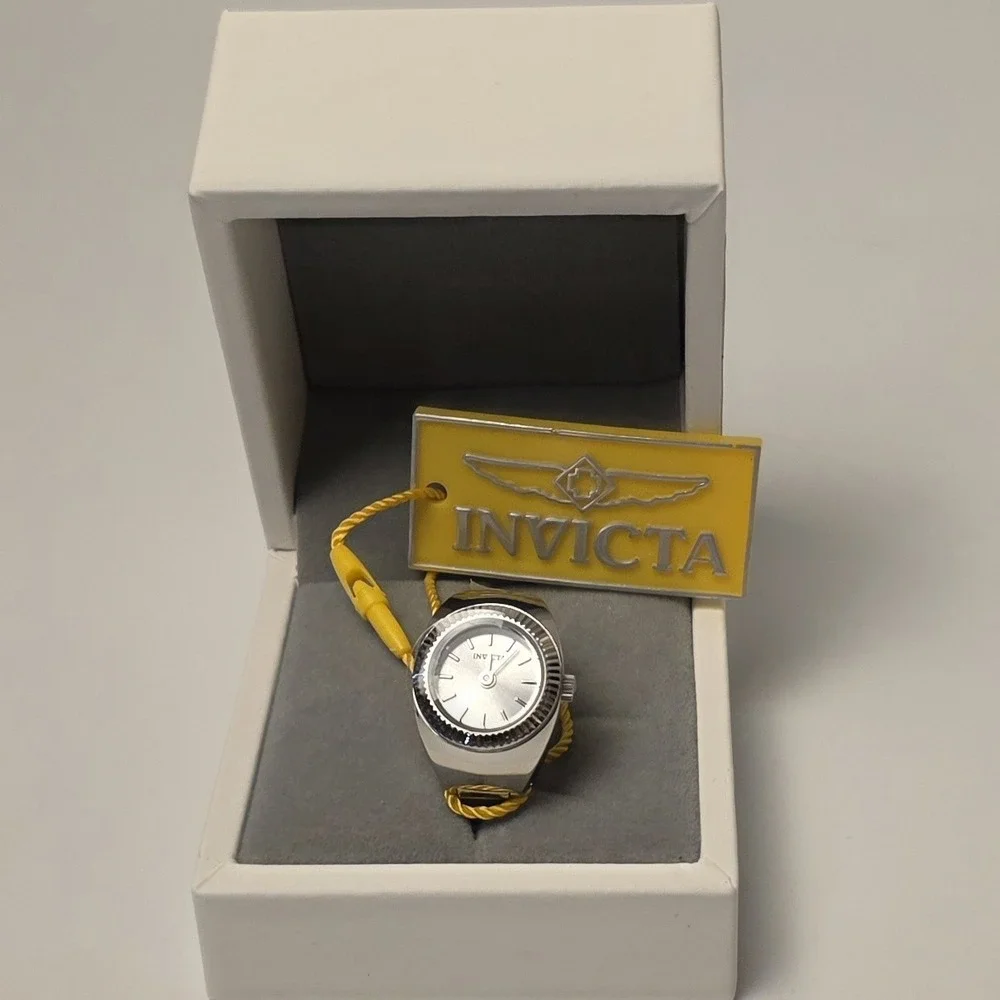 NEW Invicta Women's Ring‎ Watch Mini Angel Quartz Silver Tone 48946 #0383