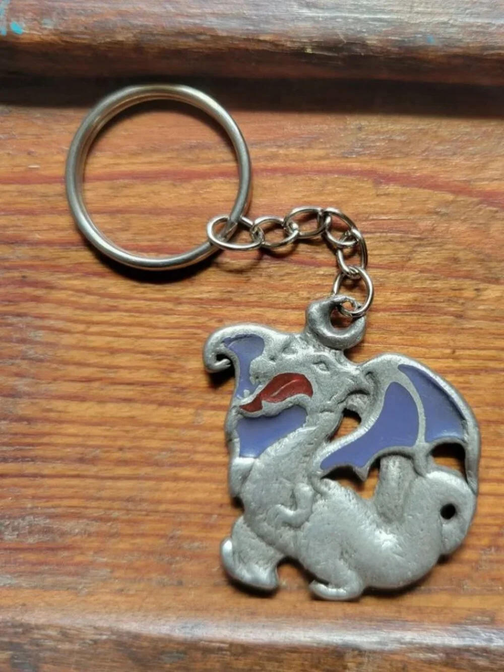 Vintage 1986 Rawcliffe Pewter Dragon Keychain