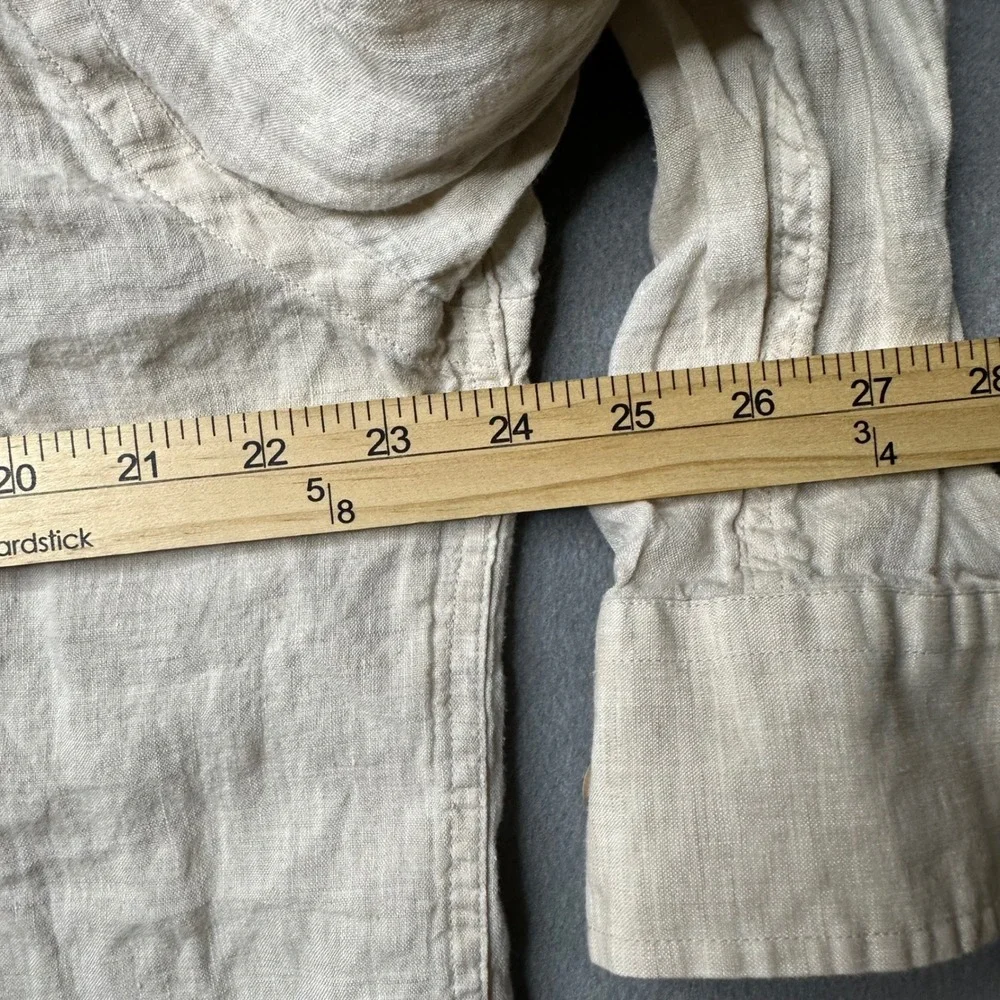 Joseph‎ Abboud Button Down Shirt Mens XL Beige 100% Linen Long Sleeve Pocket