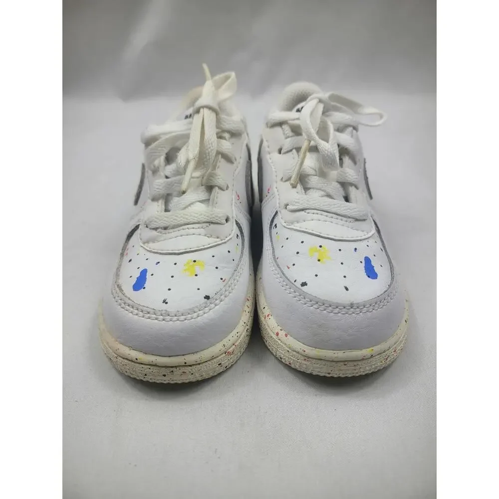 Nike Air Force 1 Paint Splatter - White' Toddler Shoes DJ2600-100 Size 8C