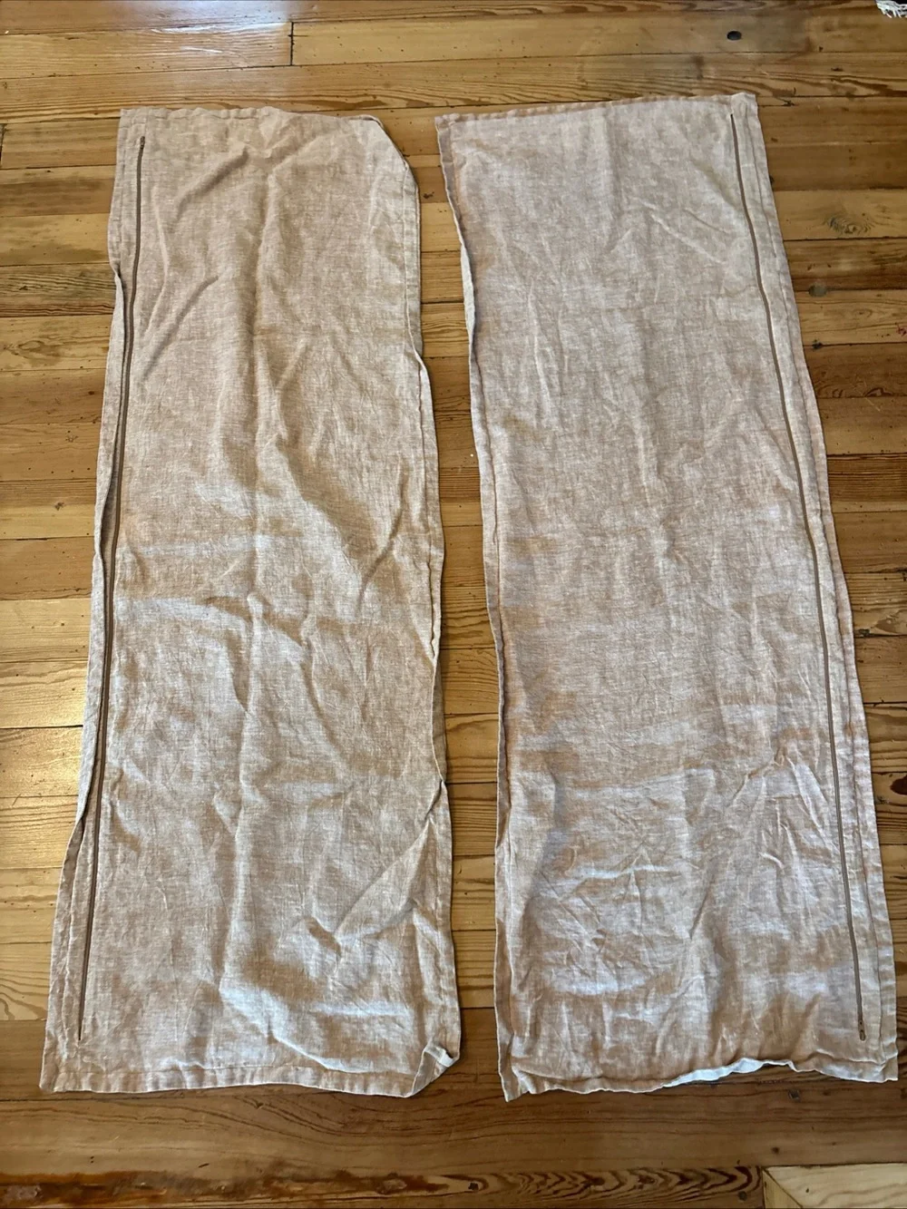 Crate & Barrel Belgian Flax Linen Bed Pillow Bruille Brown Lot 2 54x20 Cases Onl