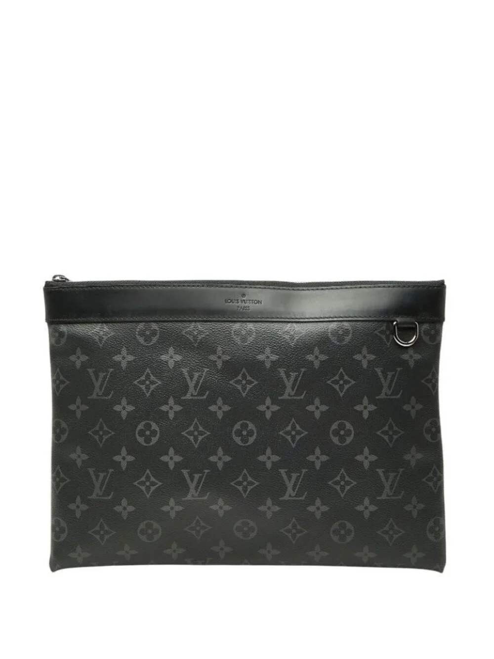 Louis Vuitton Monogram Eclipse Pochette Discovery Clutch Black Leather