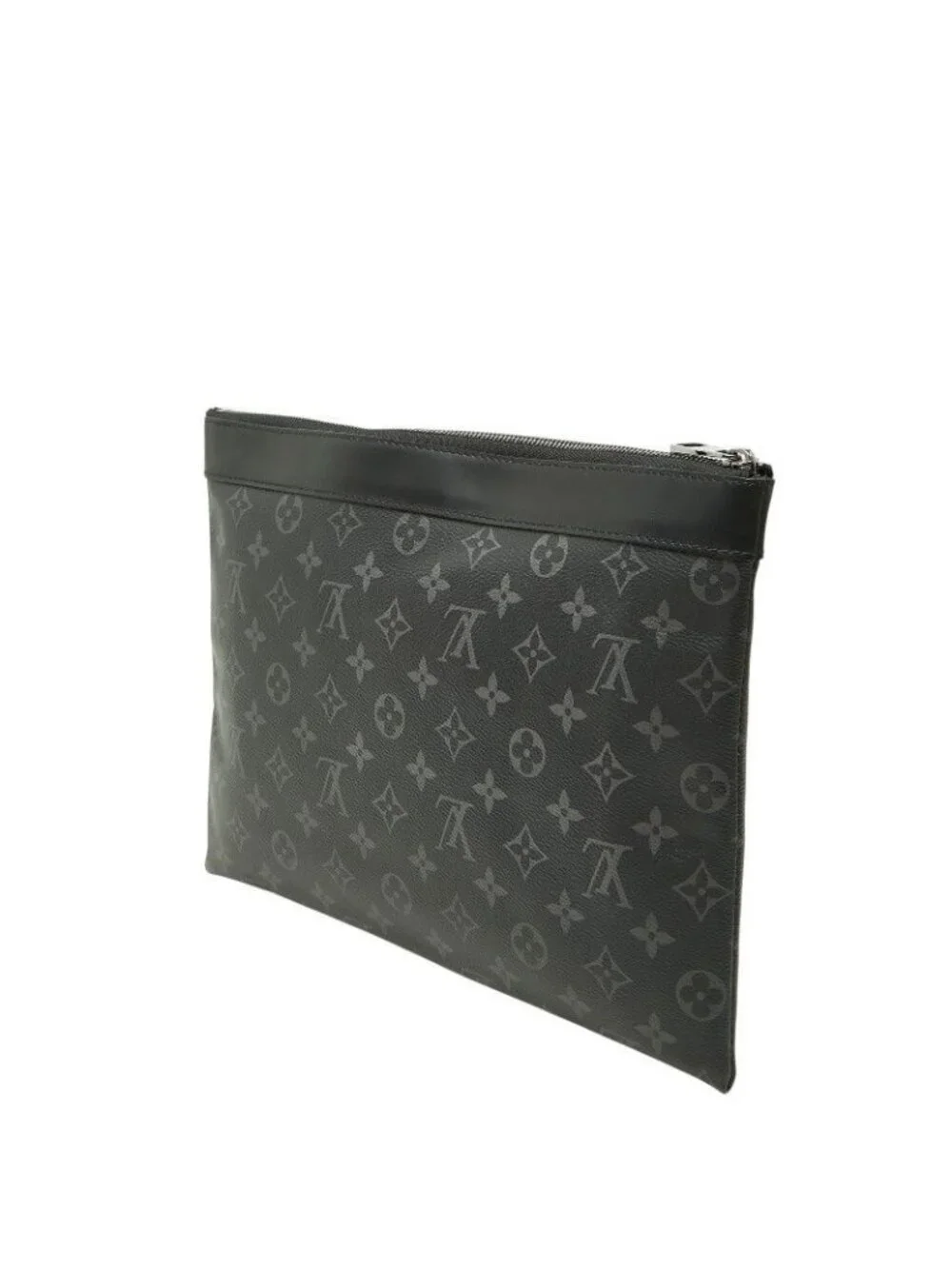 Louis Vuitton Monogram Eclipse Pochette Discovery Clutch Black Leather