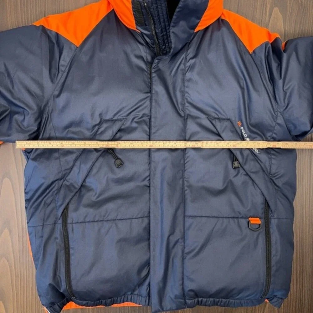 Rare VTG Ralph Lauren Polo Jeans‎ Co. RL-67 Down Puffer Jacket Large Navy Orange