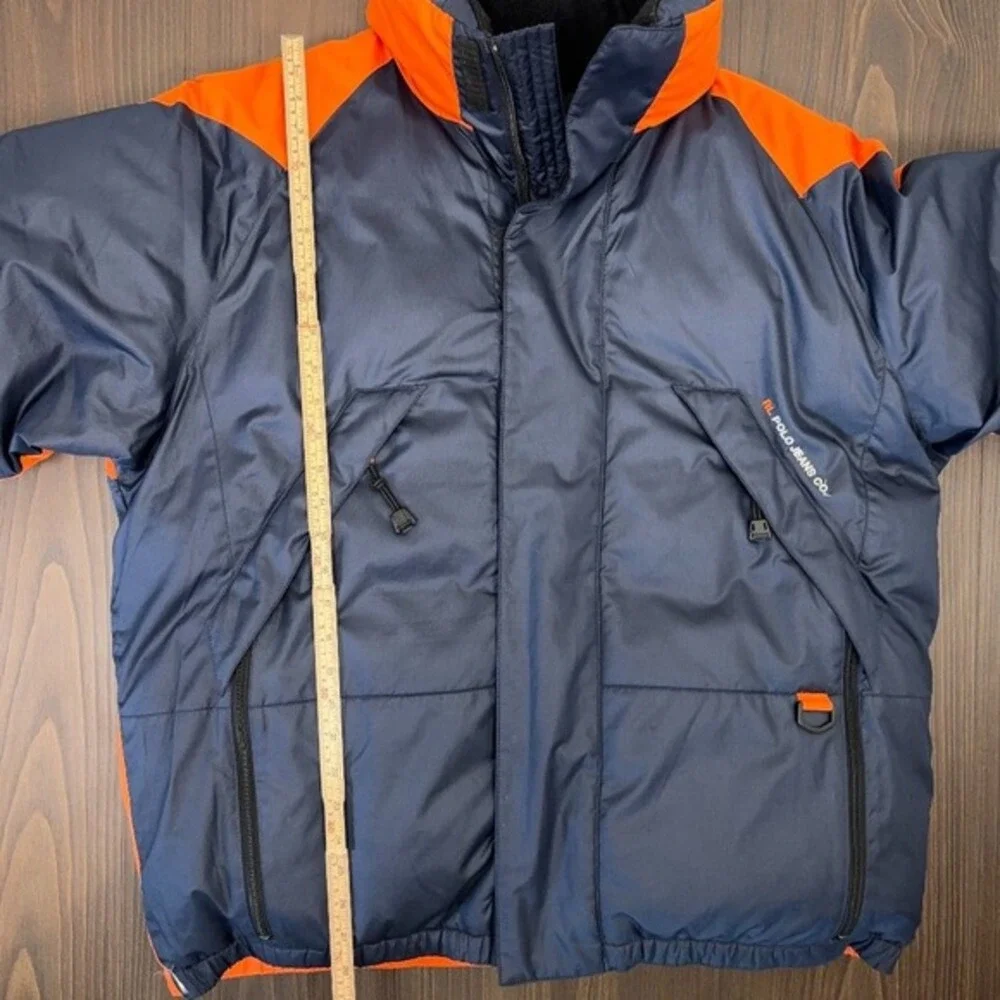 Rare VTG Ralph Lauren Polo Jeans‎ Co. RL-67 Down Puffer Jacket Large Navy Orange