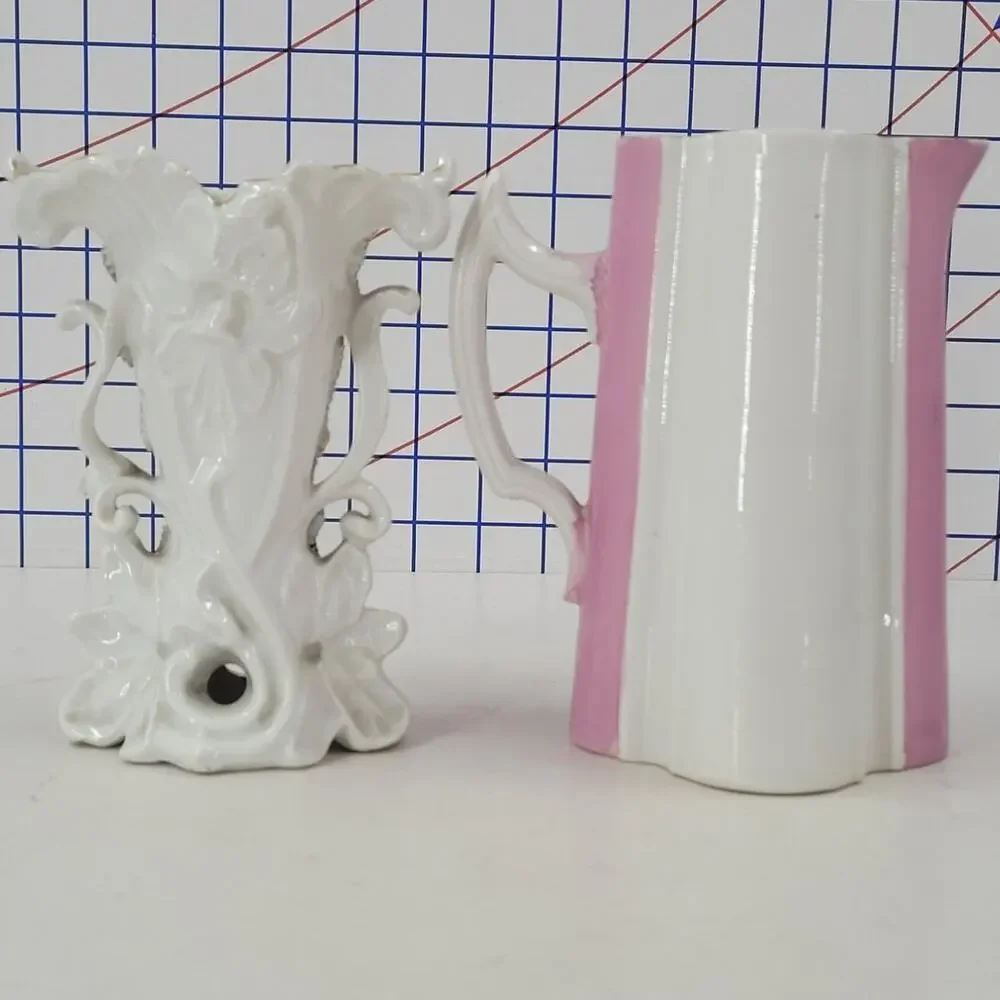 Coquette Pink Gilded Vase Pitcher Lot‎ Romantic Cottagecore Vintage Shabby Chic