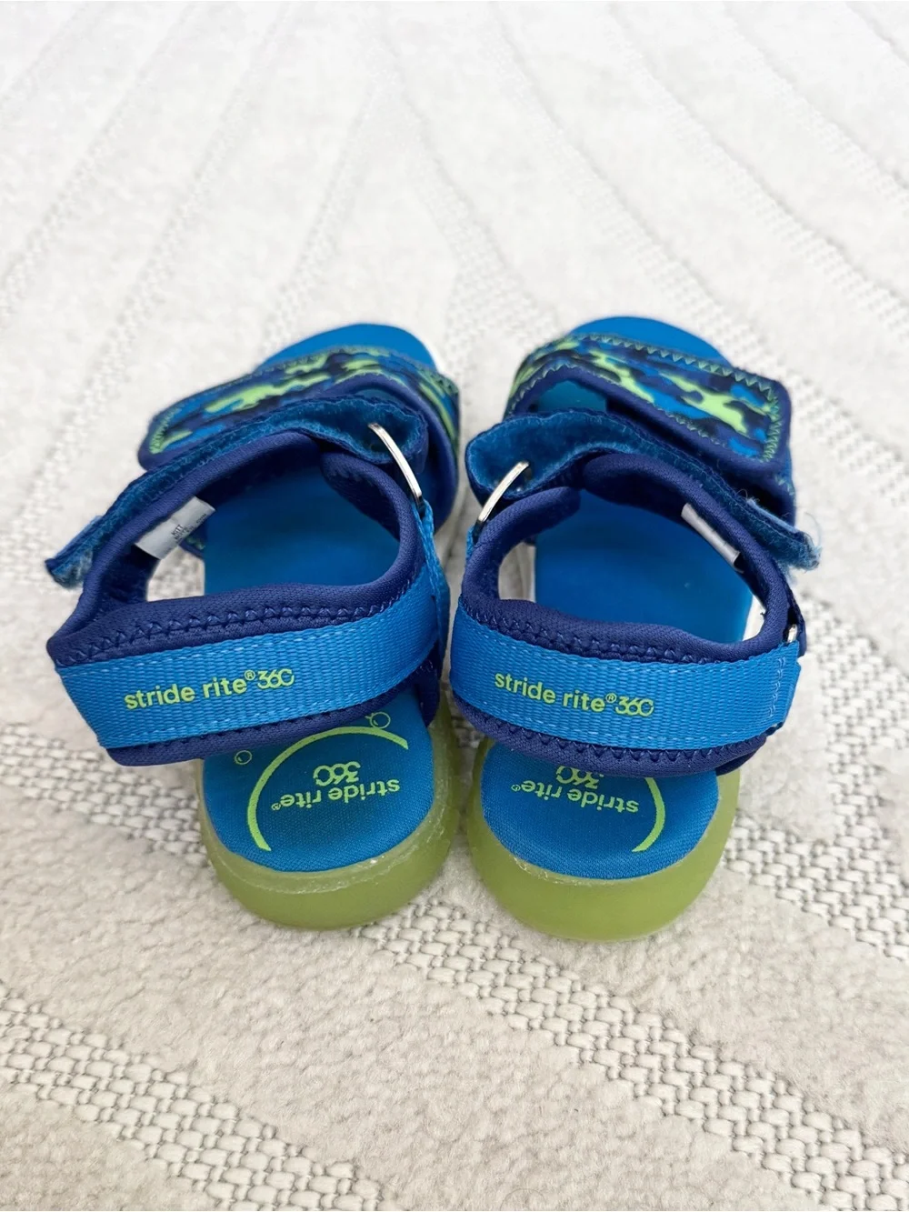 Stride Rite Blue and Green Camo Toddler light up Sandals