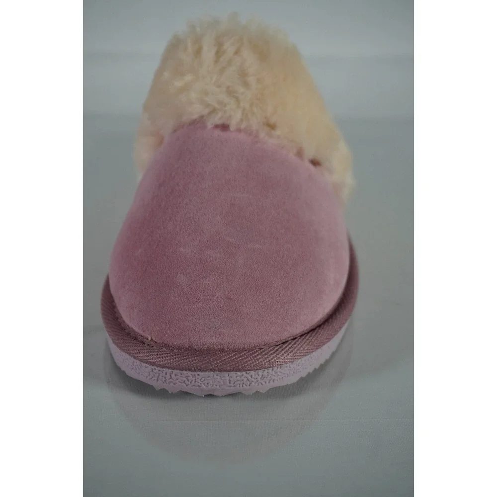 Girls LAMO Cozy Pink Warm‎ Faux Fur Slippers with Pink Soles Size 1Y (M) New