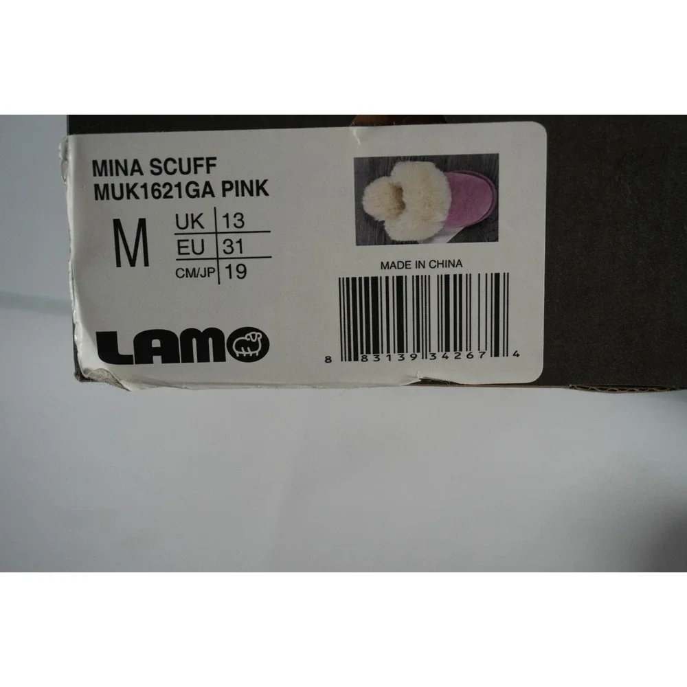 Girls LAMO Cozy Pink Warm‎ Faux Fur Slippers with Pink Soles Size 1Y (M) New