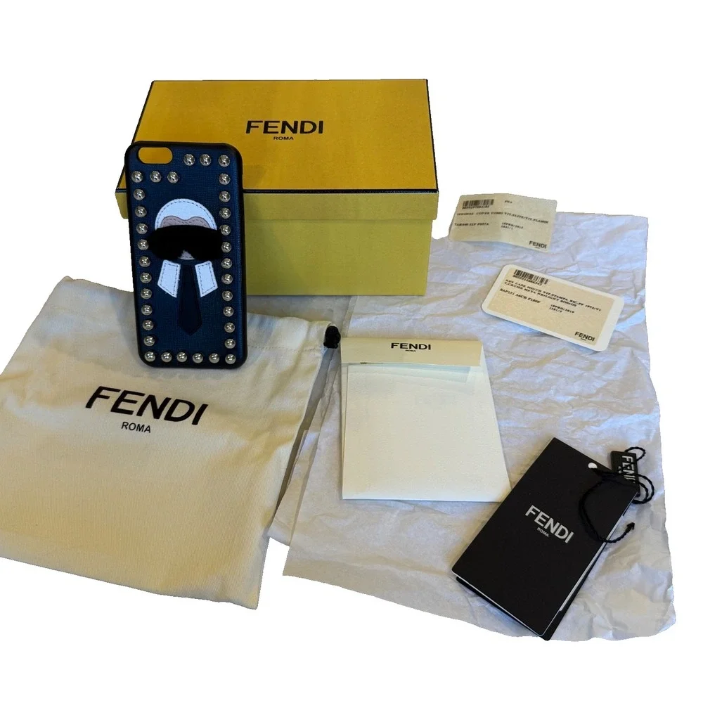 Fendi x Karl‎ Lagerfeld Karlito Fur Leather Stud Smartphone iPhone 6/6s Case
