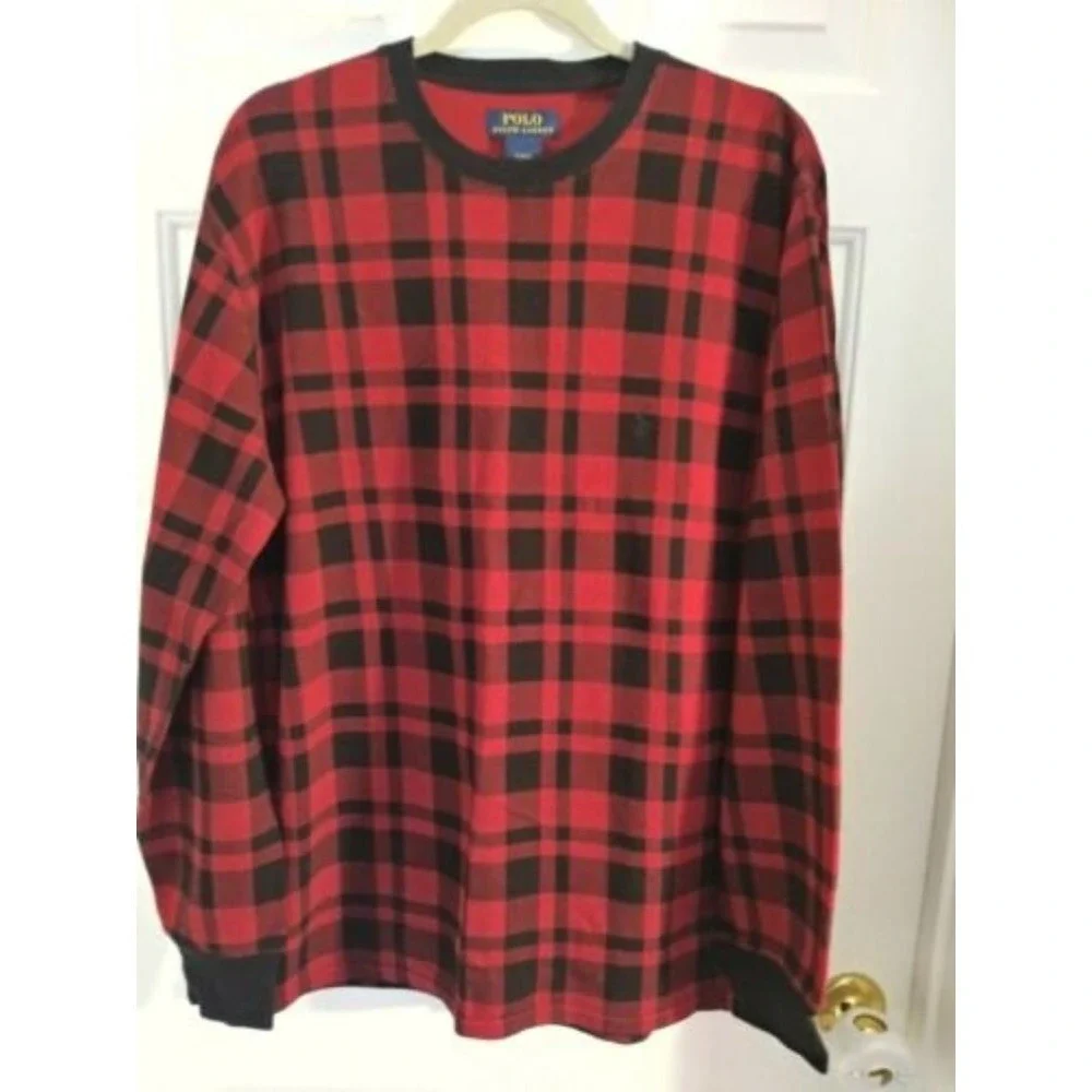 Men's Ralph Lauren Polo RED‎ Plaid Longsleeve Thermal Shirt Sz. L