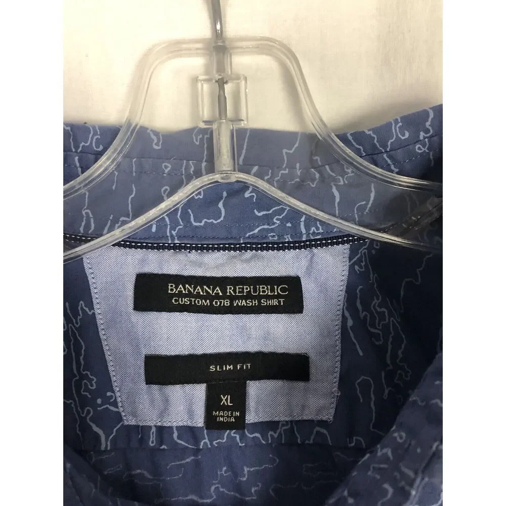 Banana Republic Custom 078 Wash Slim Men Size XL Long Sleeve Blue‎ Shirt