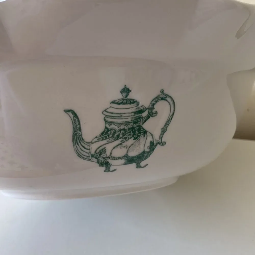 Anthropologie Large Serving Bowl White Floral Decorated Fleur 13”