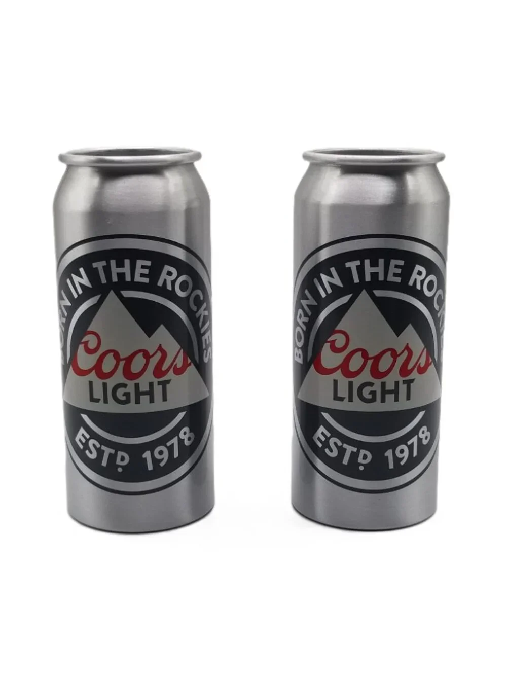 Coors Light Born in the Rockies Aluminum Can Tumblers Set of 2 Beer Drinkware