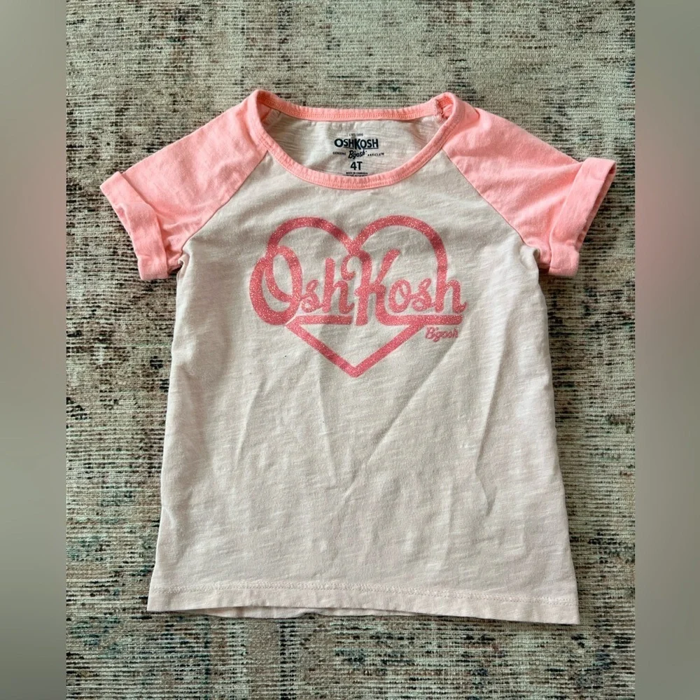 Oshkosh girls sparkle logo, graphic tee pink 4t