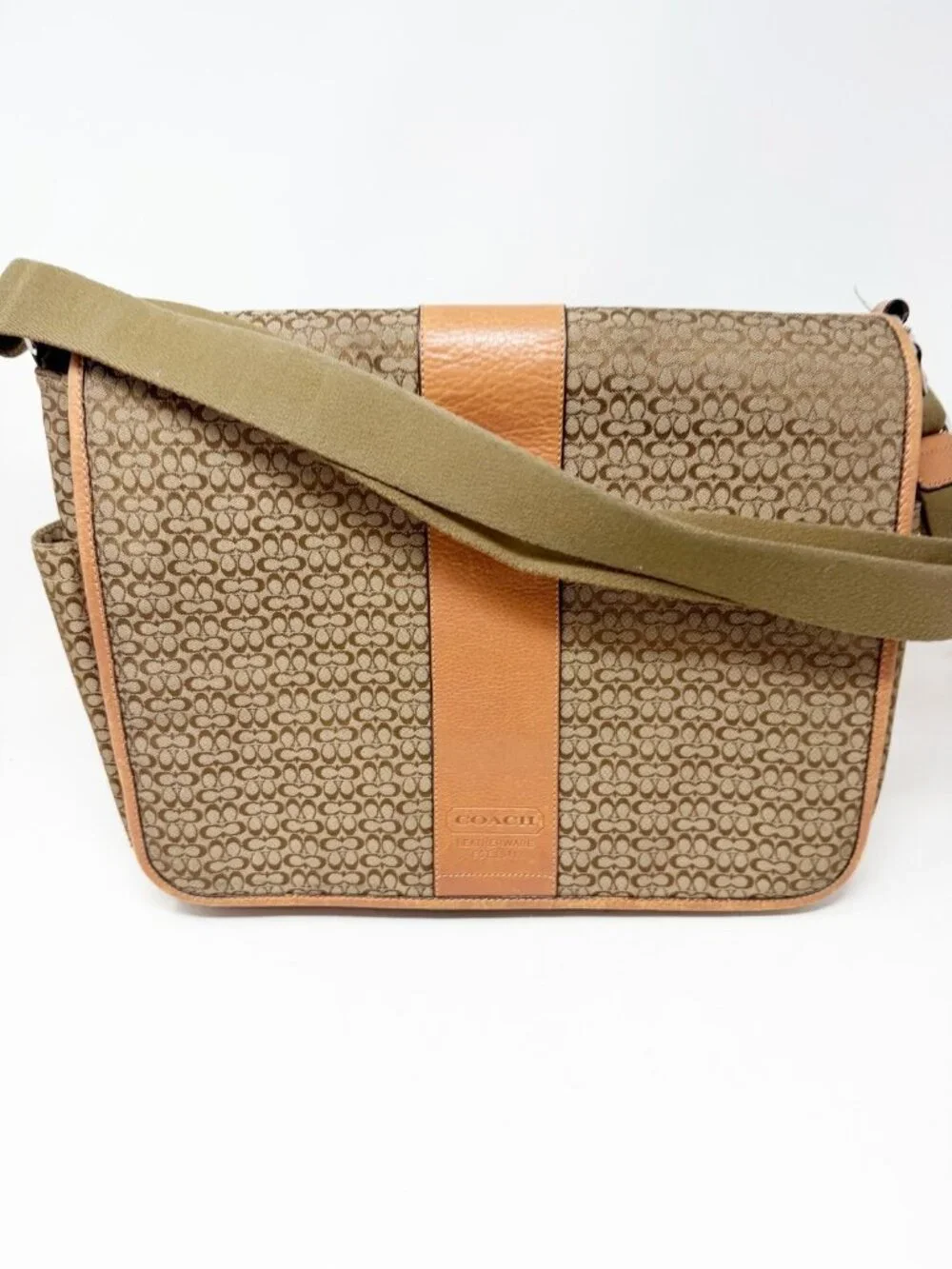 Coach Vintage‎ Y2K Hudson Commuter Messenger Bag F77004 Jacquard Brown Tan
