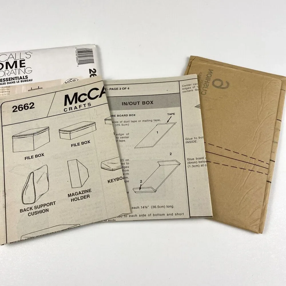McCall's 2662 Office Essentials Vtg 2000 Sewing Pattern Organizer Covers UNCUT
