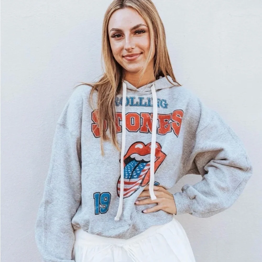 Rolling Stones Gray Hoodie with Graphic Print