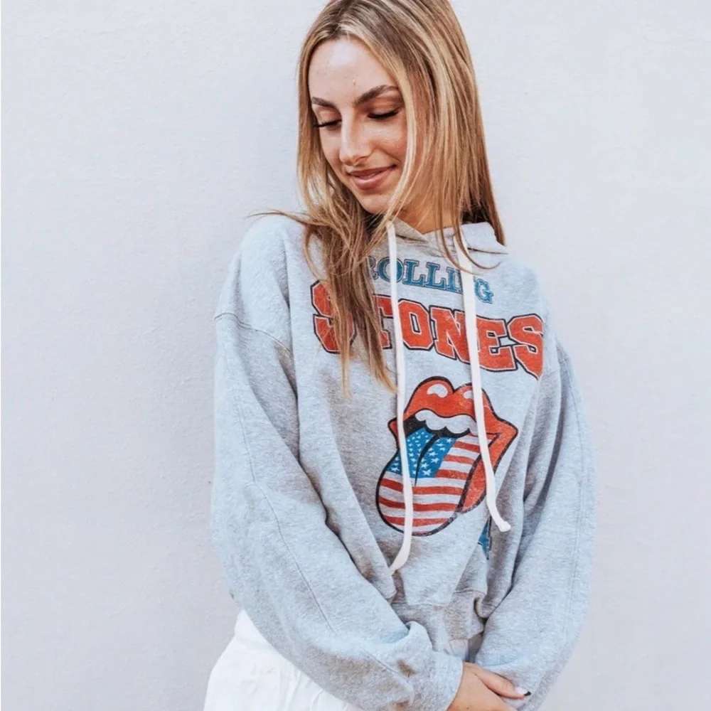 Rolling Stones Gray Hoodie with Graphic Print