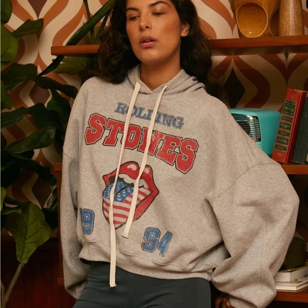 Rolling Stones Gray Hoodie with Graphic Print